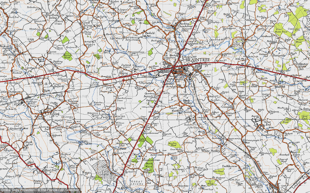 Old Map of Great Notley, 1945 in 1945