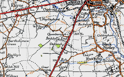 Old map of Great Notley in 1945