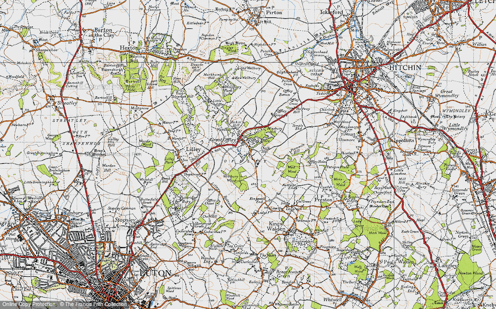 Old Map of Historic Map covering Birkitt Hill in 1946