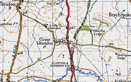 Old map of Great Oxendon in 1946