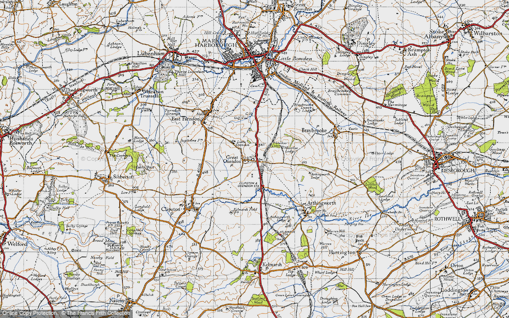 Historic Ordnance Survey Map of Great Oxendon, 1946