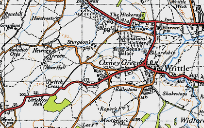 Old map of Great Oxney Green in 1946