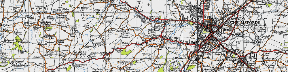 Old map of Great Oxney Green in 1946