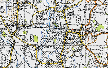 Old map of Great Pattenden in 1940