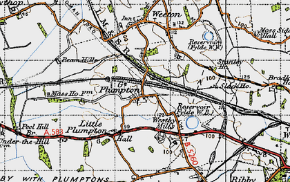 Old map of Great Plumpton in 1947