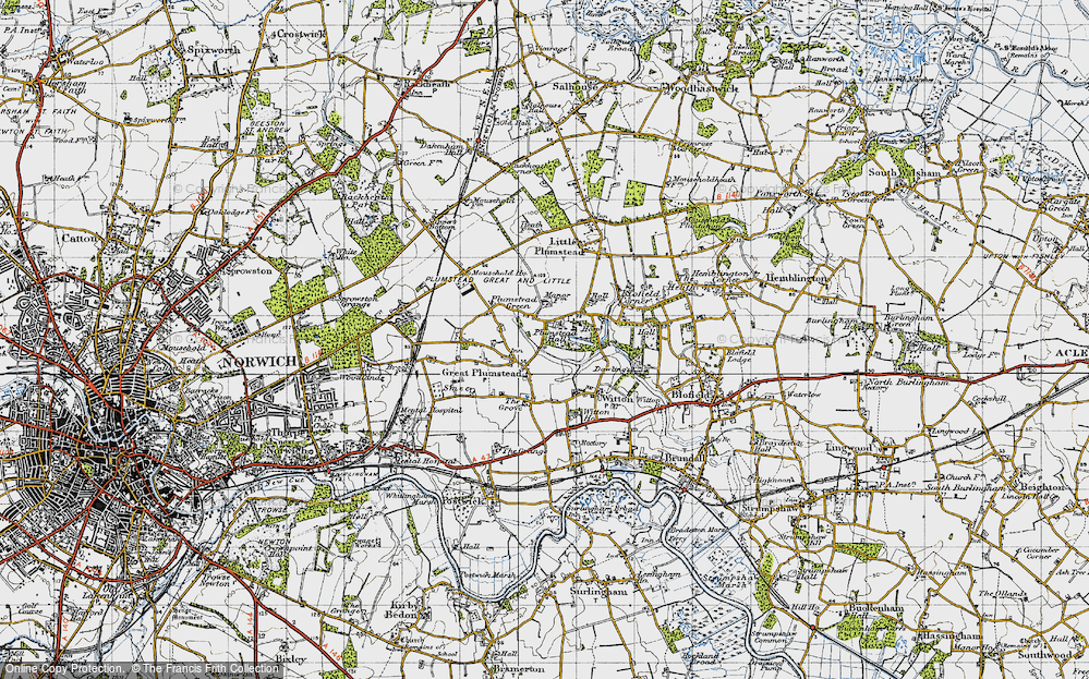Old Map of Great Plumstead, 1945 in 1945