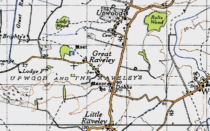 Old map of Great Raveley in 1946