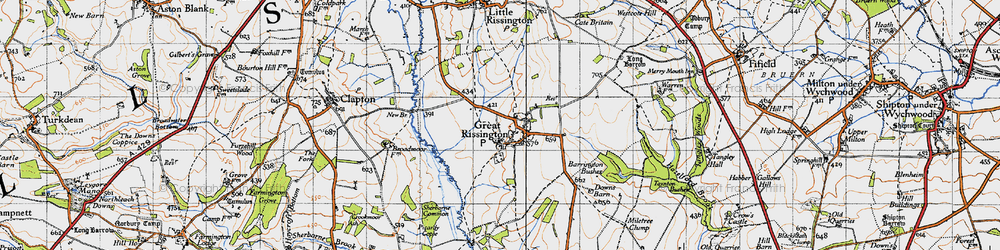 Old map of Great Rissington in 1946