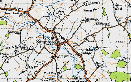 Old map of Great Sampford in 1946
