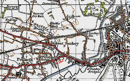 Old map of Great Sankey in 1947