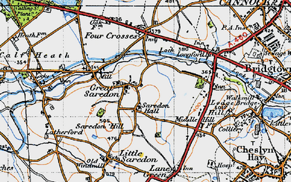 Old map of Great Saredon in 1946