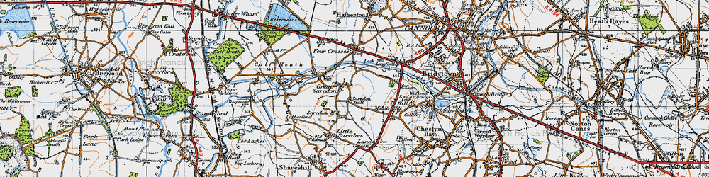 Old map of Great Saredon in 1946