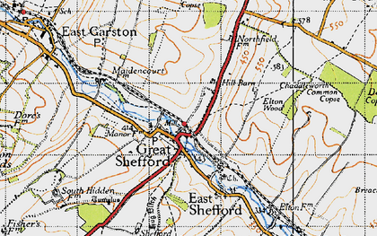 Old map of Great Shefford in 1947