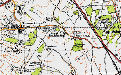 Old map of Great Shoddesden in 1940