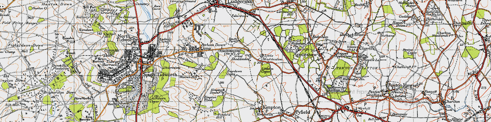 Old map of Great Shoddesden in 1940
