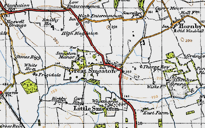 Old map of Great Smeaton in 1947