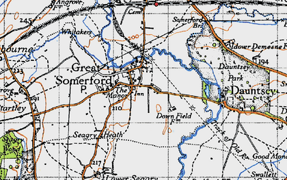 Old map of Great Somerford in 1947