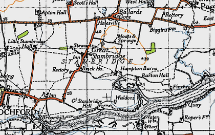 Old map of Great Stambridge in 1945