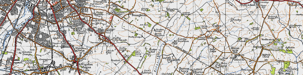 Old map of Great Stretton in 1946