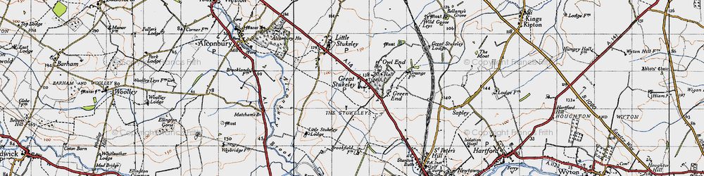 Old map of Great Stukeley in 1946