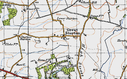 Old map of Great Sturton in 1946