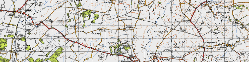 Old map of Great Sturton in 1946