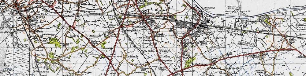 Old map of Great Sutton in 1947