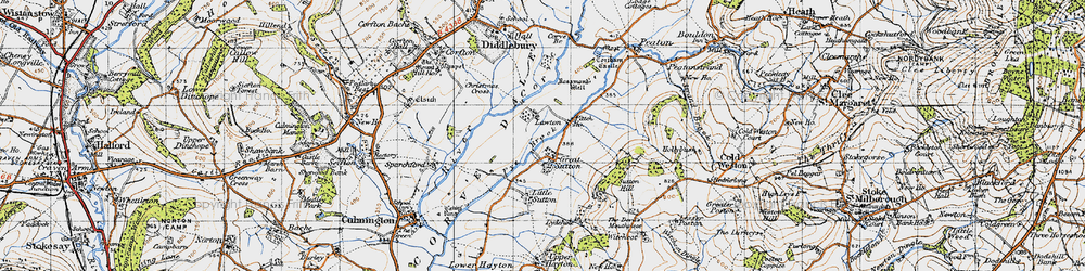 Old map of Great Sutton in 1947
