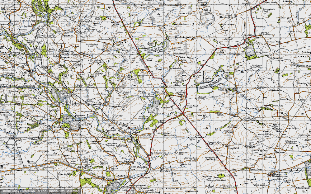 Old Map of Great Swinburne, 1947 in 1947
