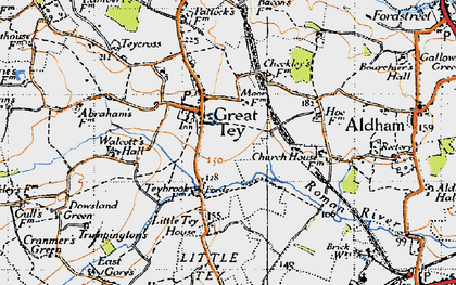 Old map of Great Tey in 1945