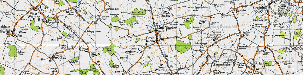 Old map of Great Thurlow in 1946