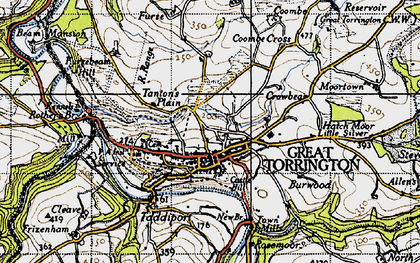 Old map of Great Torrington in 1946