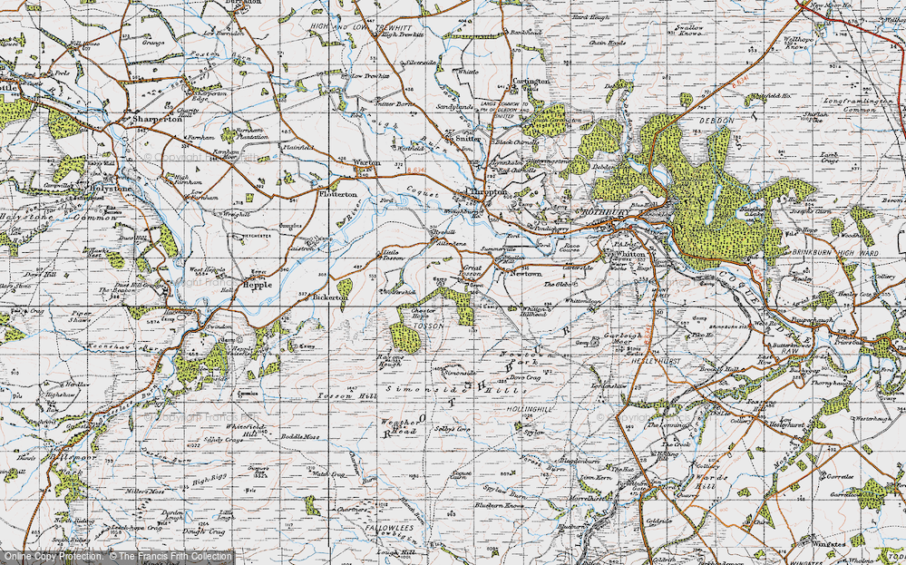 Old Map of Great Tosson, 1947 in 1947