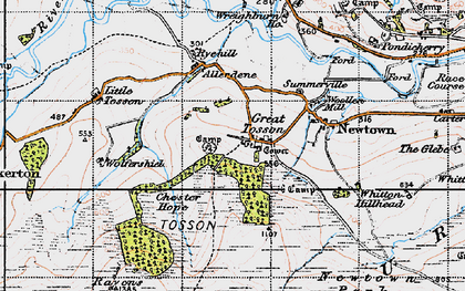 Old map of Simonside Hills in 1947