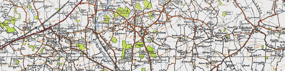 Old map of Great Totham in 1945