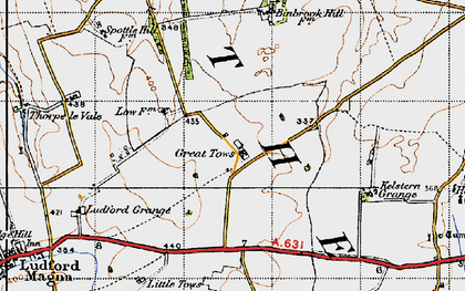 Old map of Great Tows in 1946