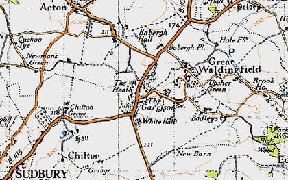 Old map of Great Waldingfield in 1946