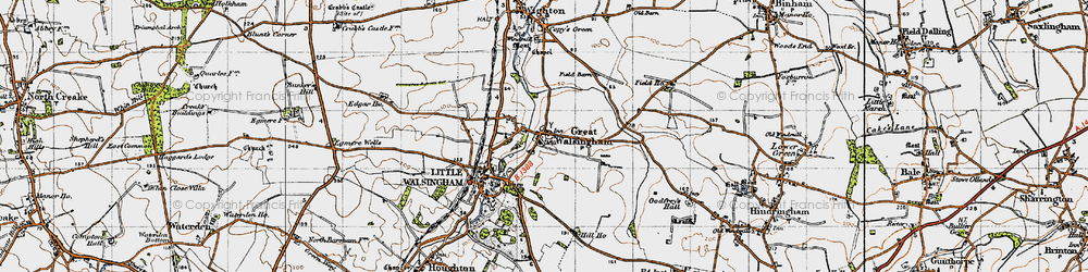 Old map of Great Walsingham in 1946