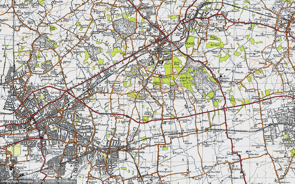 Old Map of Great Warley, 1946 in 1946