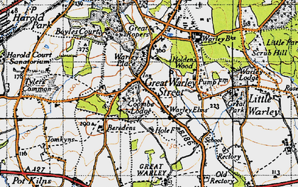 Old map of Great Warley in 1946