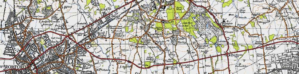 Old map of Great Warley in 1946
