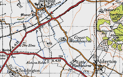 Old map of Great Washbourne in 1946