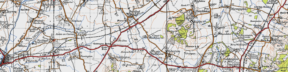 Old map of Great Washbourne in 1946