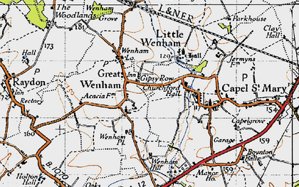 Old map of Great Wenham in 1946