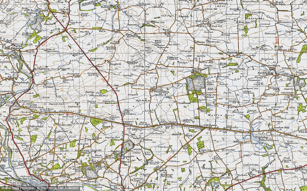 Old Map of Great Whittington, 1947 in 1947
