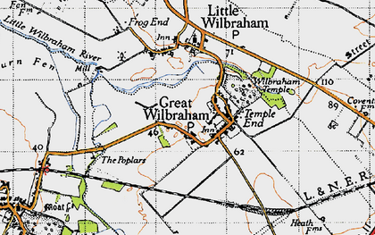 Old map of Great Wilbraham in 1946