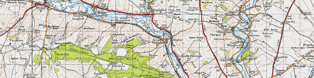 Old map of Great Wishford in 1940