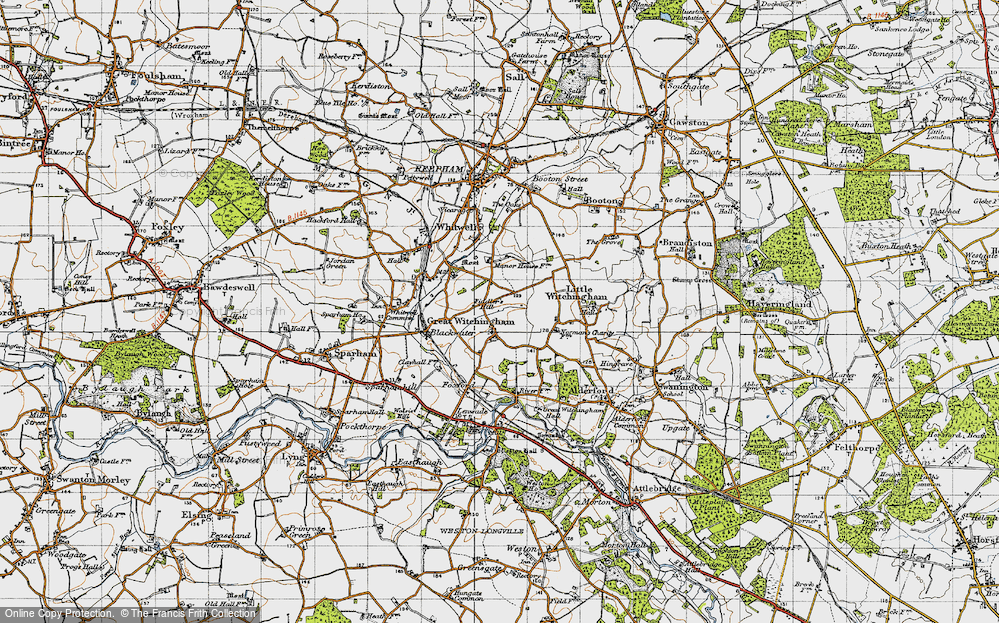 Old Map of Great Witchingham, 1945 in 1945