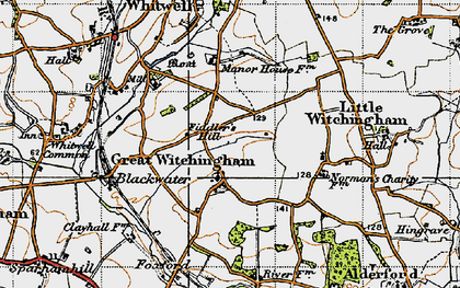 Old map of Great Witchingham in 1945
