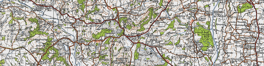 Old map of Great Witley in 1947